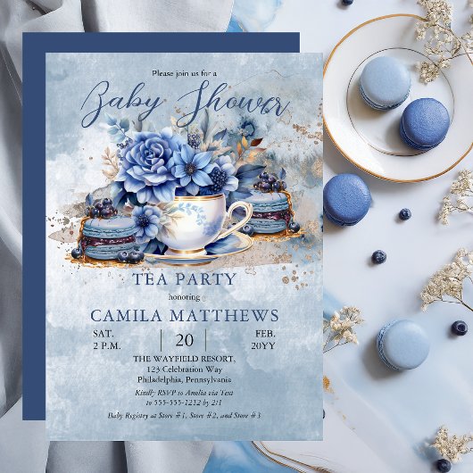 Elegant Floral Teacup Baby shower Kaart