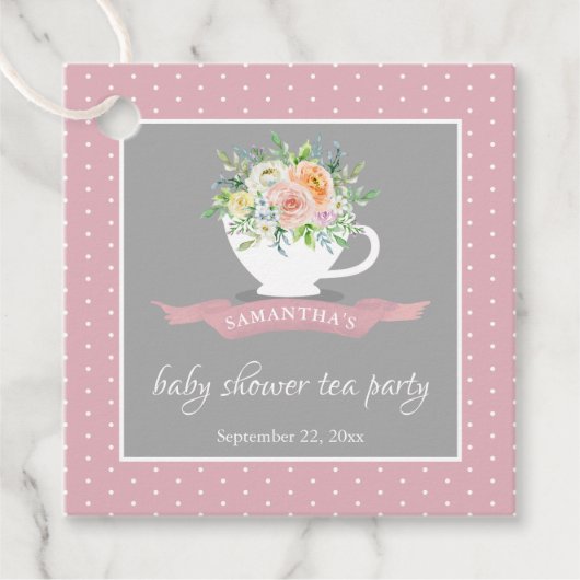 Elegant Floral Teacup Baby shower Tea Party Bedankjes Labels (Voorkant)