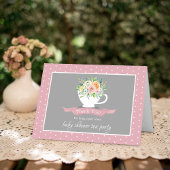 Elegant Floral Teacup Baby shower Tea Party Bedankkaart