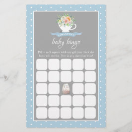 Elegant Floral Teacup Baby shower Tea Party Bingo