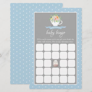 Elegant Floral Teacup Baby shower Tea Party Bingo