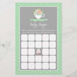 Elegant Floral Teacup Baby shower Tea Party Bingo