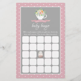 Elegant Floral Teacup Baby shower Tea Party Bingo