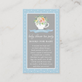 Elegant Floral Teacup Baby shower Tea Party Book Informatiekaartje