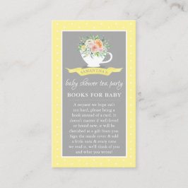 Elegant Floral Teacup Baby shower Tea Party Book Informatiekaartje