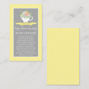 Elegant Floral Teacup Baby shower Tea Party Book Informatiekaartje