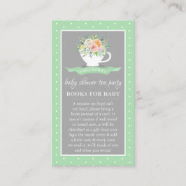 Elegant Floral Teacup Baby shower Tea Party Book Informatiekaartje
