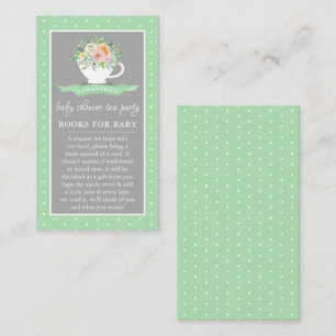Elegant Floral Teacup Baby shower Tea Party Book Informatiekaartje