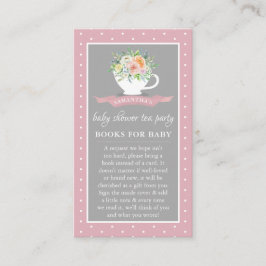 Elegant Floral Teacup Baby shower Tea Party Book Informatiekaartje