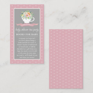 Elegant Floral Teacup Baby shower Tea Party Book Informatiekaartje