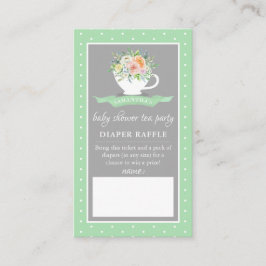 Elegant Floral Teacup Baby shower Tea Party Diaper Informatiekaartje