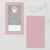 Elegant Floral Teacup Baby shower Tea Party Diaper Informatiekaartje (Voorkant / Achterkant)