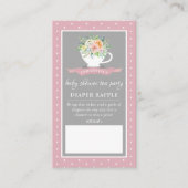 Elegant Floral Teacup Baby shower Tea Party Diaper Informatiekaartje (Voorkant)