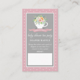 Elegant Floral Teacup Baby shower Tea Party Diaper Informatiekaartje