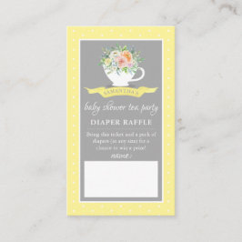 Elegant Floral Teacup Baby shower Tea Party Diaper Informatiekaartje