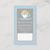 Elegant Floral Teacup Baby shower Tea Party Diaper Informatiekaartje (Voorkant)