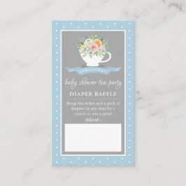 Elegant Floral Teacup Baby shower Tea Party Diaper Informatiekaartje