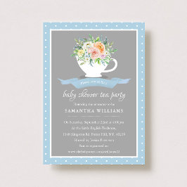 Elegant Floral Teacup Baby shower Tea Party Kaart
