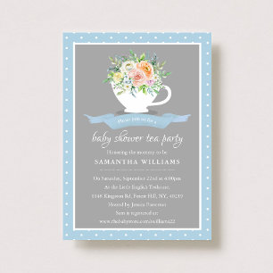 Elegant Floral Teacup Baby shower Tea Party Kaart