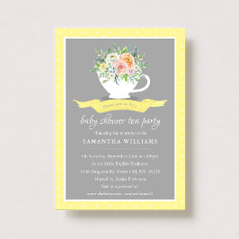 Elegant Floral Teacup Baby shower Tea Party Kaart