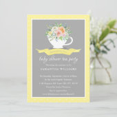 Elegant Floral Teacup Baby shower Tea Party Kaart (Staand voorkant)