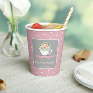 Elegant Floral Teacup Baby shower Tea Party Papieren Bekers