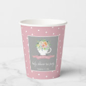 Elegant Floral Teacup Baby shower Tea Party Papieren Bekers (Achterkant)