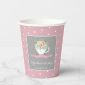 Elegant Floral Teacup Baby shower Tea Party Papieren Bekers (Voorkant)
