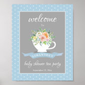 Elegant Floral Teacup Baby shower Tea Party Poster (Voorkant)