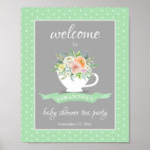 Elegant Floral Teacup Baby shower Tea Party Poster (Voorkant)