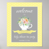 Elegant Floral Teacup Baby shower Tea Party Poster (Voorkant)