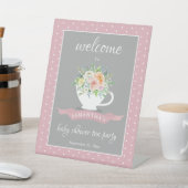 Elegant Floral Teacup Baby shower Tea Party Reclamebord Met Voetstuk (Insitu)