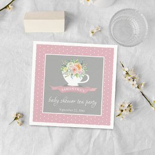 Elegant Floral Teacup Baby shower Tea Party Servet