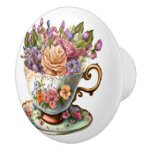 Elegant Floral Teacup Keramische Knop (Rechts)
