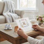 Elegant Floral Teddy  pastel  baby shower QR code Kaart