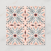 Elegant Floral Tegels Geometrische roze blauw Vierkante Visitekaartje (Achterkant)