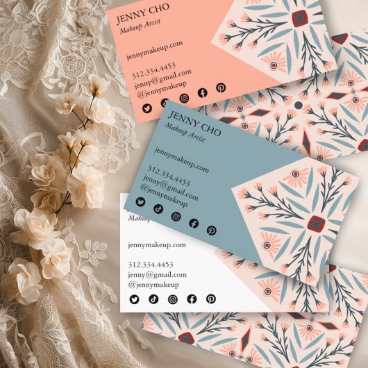 Elegant Floral Tegels Geometrische roze schoonheid Visitekaartje