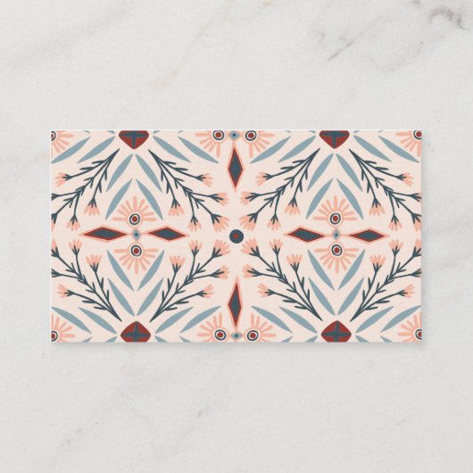 Elegant Floral Tegels Geometrische roze schoonheid Visitekaartje (Achterkant)