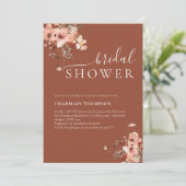 Elegant Floral Terracotta Bridal Shower Kaart (Staand voorkant)
