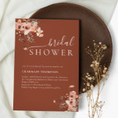 Elegant Floral Terracotta Bridal Shower Kaart