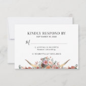 Elegant Floral Terracotta Skull Wedding RSVP Kaartje (Voorkant)