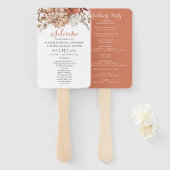 Elegant Floral Terracotta Wedding Programme Hand F Handwaaier (Voorkant en achterkant)