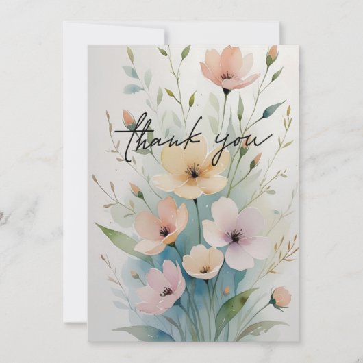 Elegant Floral Thank You Card Bedankkaart (Voorkant)