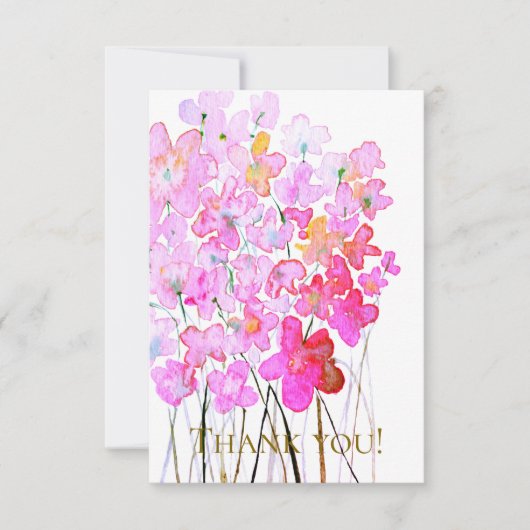 Elegant floral thank you card, pink & purple  bedankkaart (Voorkant)