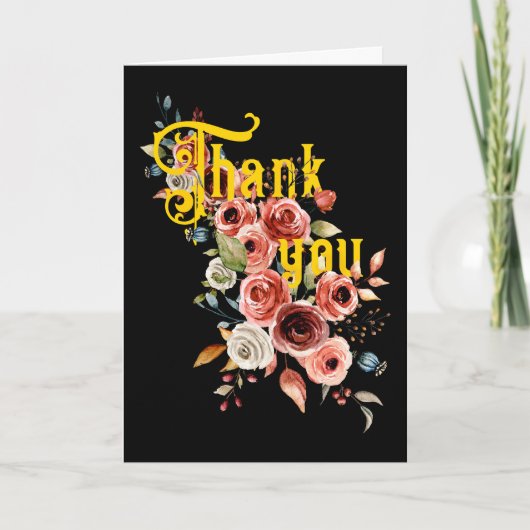 Elegant Floral Thank You Card with Custom Photo Bedankkaart (Voorkant)