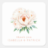 Elegant Floral Thank You Design Vierkante Sticker (Voorkant)