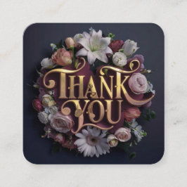 Elegant Floral “Thank You” Gold Lettering Design Informatiekaartje