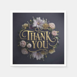  Elegant Floral “Thank You” Paper Napkin Servet