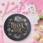 Elegant Floral “Thank You” Papieren Bordje (Feest)