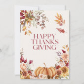 Elegant Floral Thanksgiving Feestdagenkaart (Voorkant)